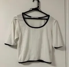 DHOLIC　ディーホリック　バイカラー 半袖 リブTシャツ ホワイト 白のサムネイル