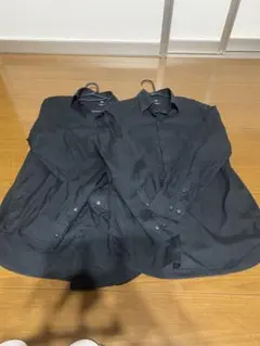 UNIQLO スーパーノンアイロン シャツ M ブラック 2枚セット