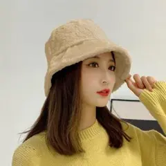 ニット帽 ボア バケハ 防寒 ファーハット 帽子 バケットハット レディース