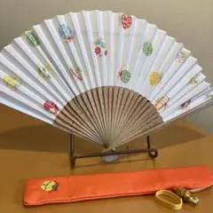 【未使用】扇子　鈴の柄　ケース付き