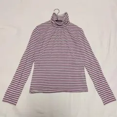 コムサデモード タートルネックカットソー ラメ ボーダー