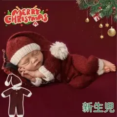 サンタ帽子付きロンパース