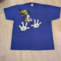 90s・USA製】ディズニーヴィンテージ グーフィー 総柄 Tシャツ ブルー
