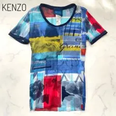 KENZO JEANS イタリア製 総柄 半袖 シアートップス　90s y2kのサムネイル