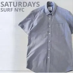 美品　SATURDAYS SURF NYC ボタンダウン 半袖シャツ 無地のサムネイル