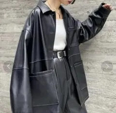 PAGEBOY フェイクレザーステッチブルゾン