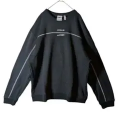 adidas アディダス スウェット トレーナー 刺繍 ブラック XL