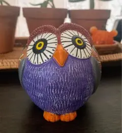 メキシコ トナラ焼き フクロウ 置物 伝統工芸品 民芸品 オブジェ　未使用品のサムネイル