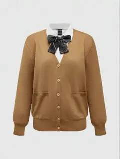 SHEIN 長袖 Vネック カーディガン キャメル
