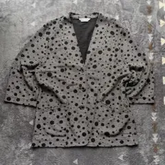 希少 ドット柄 ノーカラー ジャケット モノトーン レトロ 古着
