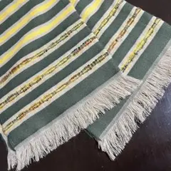 フランス製　ストール　膝掛け　マフラー　グリーン　イエロー