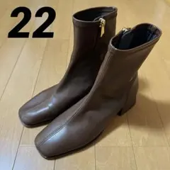 GRIZE ルタロン スクエアトゥ ショートブーツ ブラウン サイドジップ 22のサムネイル