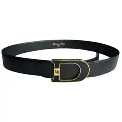 【Christian Dior】ディオール Dバックル ブラック レザーベルトのサムネイル