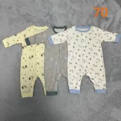 ユニクロ　長袖　カバーオール　ロンパース 70 ３枚セット