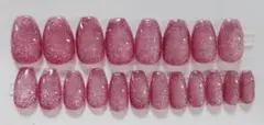 ネイルチップ 全サイズ２０枚　現品 ピンク系マグネット　ショートバレリーナ