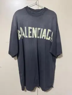 BALENCIAGA テープロゴ ダブルフロント Tシャツ ヴィンテージ加工ダブルフロントテープロゴTシャツ | BALENCIAGA