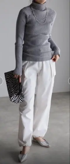 Bonjour Saganハイネックワイドリブニット　グレー