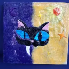 絵画 アクリル画 猫 黒猫 ポップアート 個性派 - メルカリ
