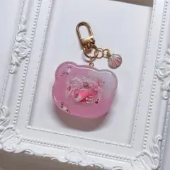 くま型シェイカーキーホルダー(ピンク)