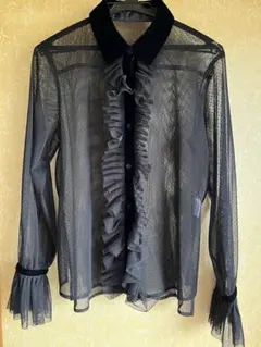 ロイスクレヨンシースルーフリルシャツ 黒