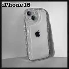 iPhone15 ケース　うねうね　ウェーブ　おしゃれ　クリア　透明　韓国