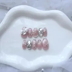 NO.417 ピンク チーク フレンチガーリー ワンホン 量産型 ネイルチップ