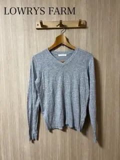 LOWRYS FARM グレー Vネック 長袖ニット