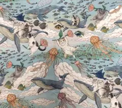 #おとぎの国の猫と仲間たち シーチング 約110×50