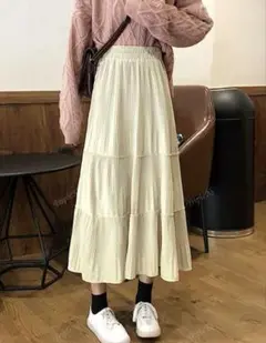SHEIN アイボリー プリーツロングスカート