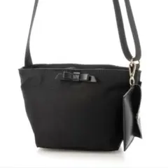 カシュカシュCache cache リボンナイロン ワンマイルショルダーバッグ黒