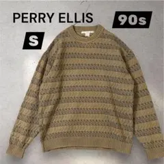 【PERRY ELLIS 】90s 大人気/コットンセーター /総柄/ビンテージ