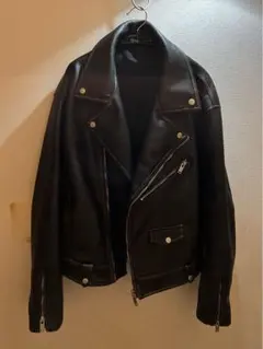 ZARA フェイクレザー　ダブルライダースジャケット　ブラウン