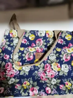 DLT 花柄トートバッグ ネイビー