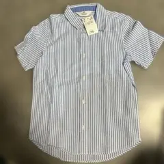 H&M 半袖シャツ 青と白のストライプ 140