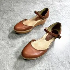 美品【SAYA】サヤ✨レザーサンダル✨アンクルストラップ/ウェッジソール/本革/のサムネイル