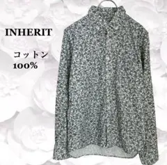 『インヘリット』シャツ ブラウス【M】アイボリー 花柄 花 長袖 コットン