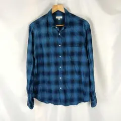 BEAUTY&YOUTH　ネルシャツ　オンブレ　XL　ブルー　ブラックB3951