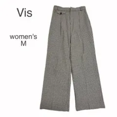 Vis ワイドパンツ スラックス ハイウエスト ウエストゴム カジュアル 秋冬