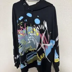 グラフィックプリント フード付きパーカー