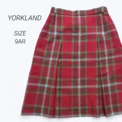 a2583▶ヨークランド　膝丈スカート【9AR】プリーツ　タータンチェック　春秋