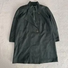 スエード　コート　ロングコート ダークグリーン 古着　深緑　ユニセックス　個性