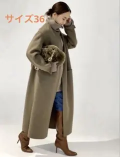 ノーカラーコート ロングコート