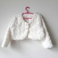 Princess フラワー柄ファージャケット 104　美品　白　ファーボレロ