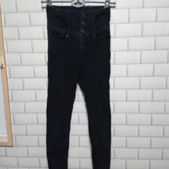 ダークブルー スキニーデニム 3ボタン