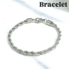 ステンレス ブレスレット シルバー 4mm ロープチェーン