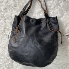 美品 Dakota ハンドバッグ 本革 A4収納可能 ブラック ロゴ型押し