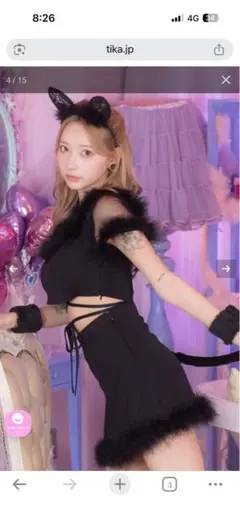 アニマルコスプレ衣装 黒 猫耳付き　Mサイズ