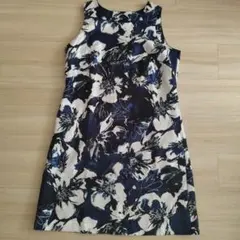 花柄ノースリーブワンピース LL 青