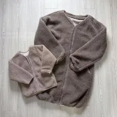 JUNOAH mamaraku ボア コート アウター ノーカラー 親子コーデ