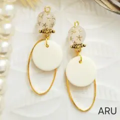 No.608★ホワイト☆白☆ラウンド☆星☆リング☆ピアス☆イヤリング